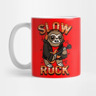 Funny Cute Kawaii Sloth Rocker Playing Guitar Slow Rock Cartoon Mug